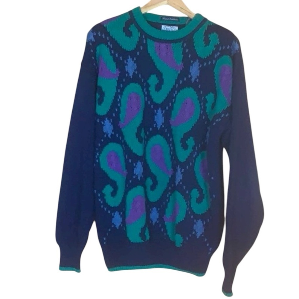 Vintage Salty Dog by Gant paisley design sweater Size Large 100% cotton